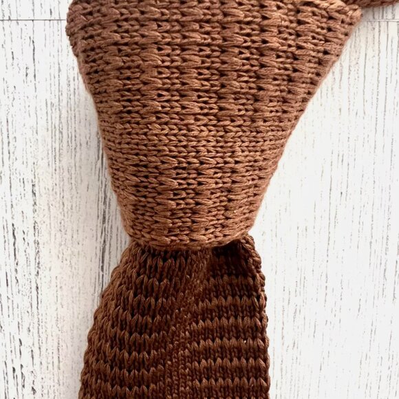 Rooster Other - Rooster Square End Knit Neck Tie Vintage Cottonit Knit Brown 2" Wide, 50" Long